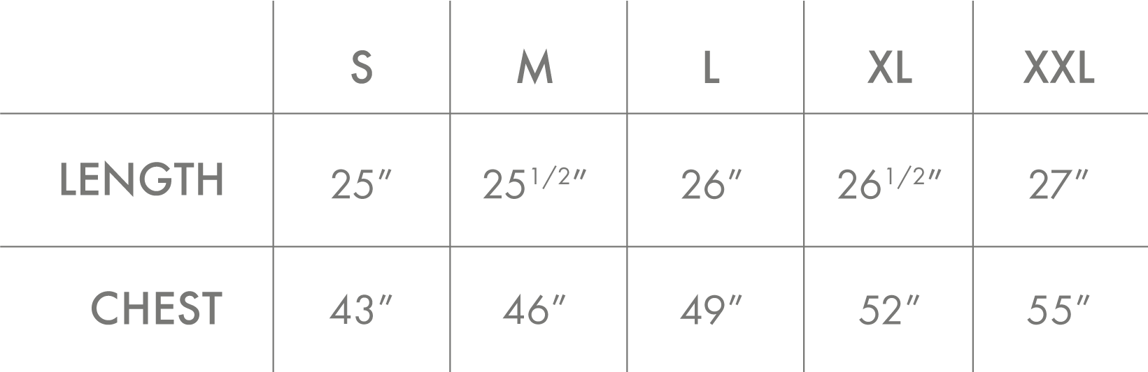 Size & Fit Chart
