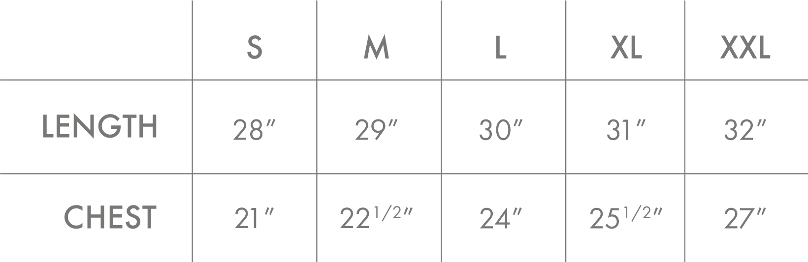 Size & Fit Chart
