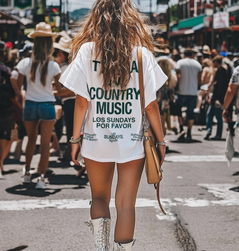 The Tequila & Country Music Tee - Blanc White/Green