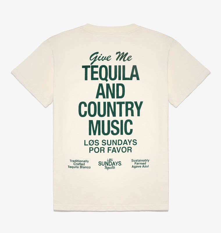 The Tequila & Country Music Tee - Blanc White/Green