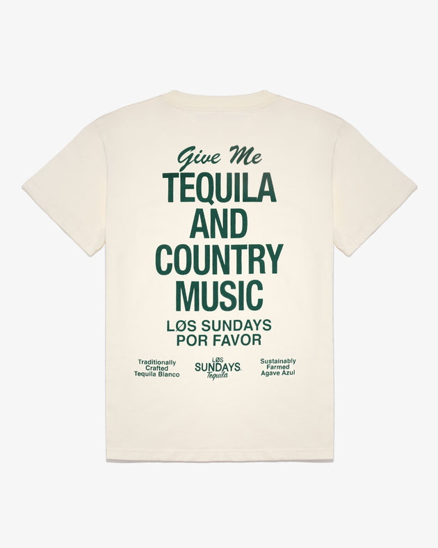 The Tequila & Country Music Tee - Blanc White/Green