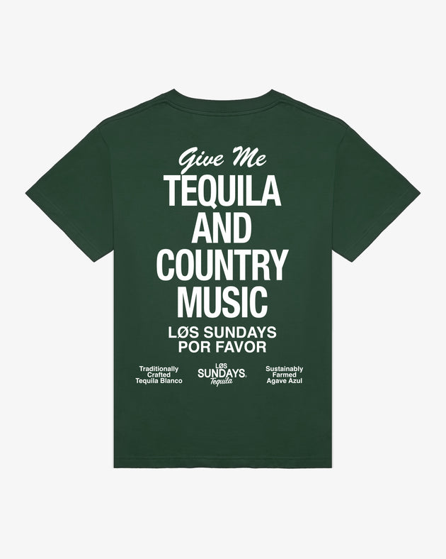 The Tequila & Country Music Tee - Green/White