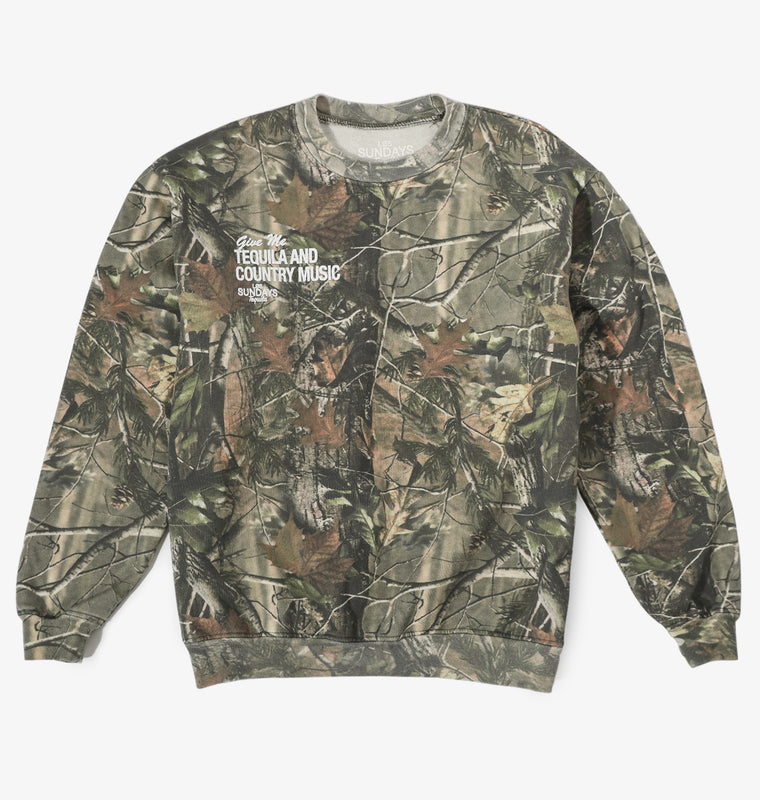 The Tequila & Country Music Crewneck - Camo/White