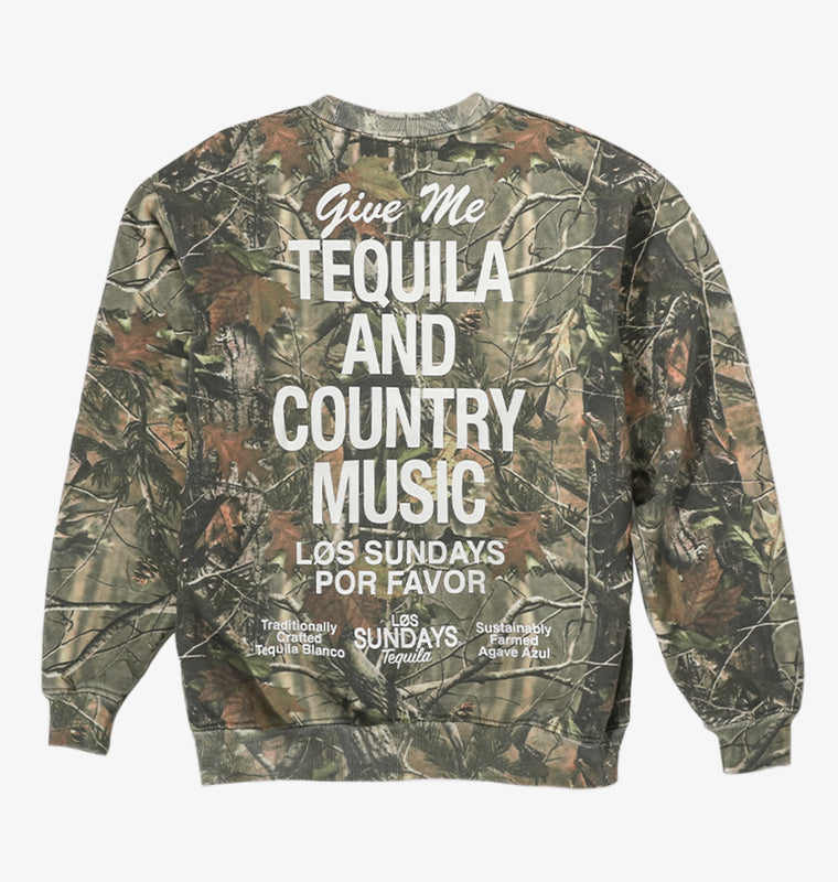 The Tequila & Country Music Crewneck - Camo/White
