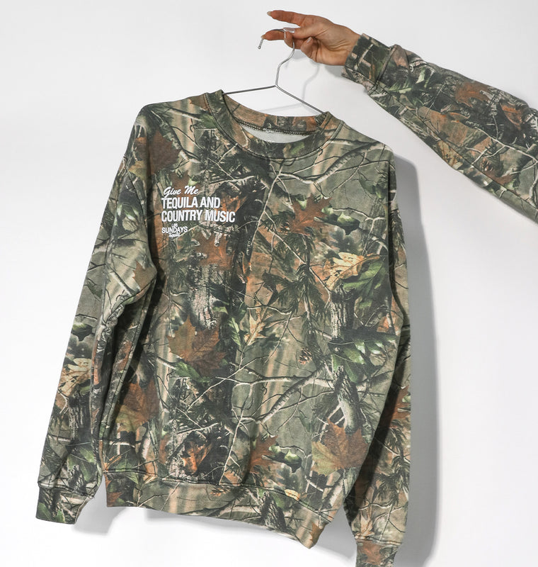 The Tequila & Country Music Crewneck - Camo/White