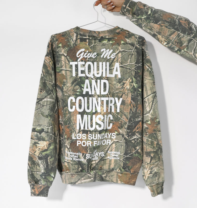 The Tequila & Country Music Crewneck - Camo/White