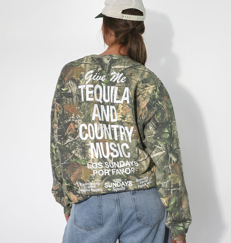 The Tequila & Country Music Crewneck - Camo/White