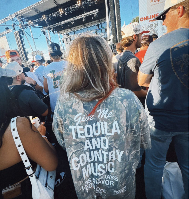 The Tequila & Country Music Tee - Camo/White