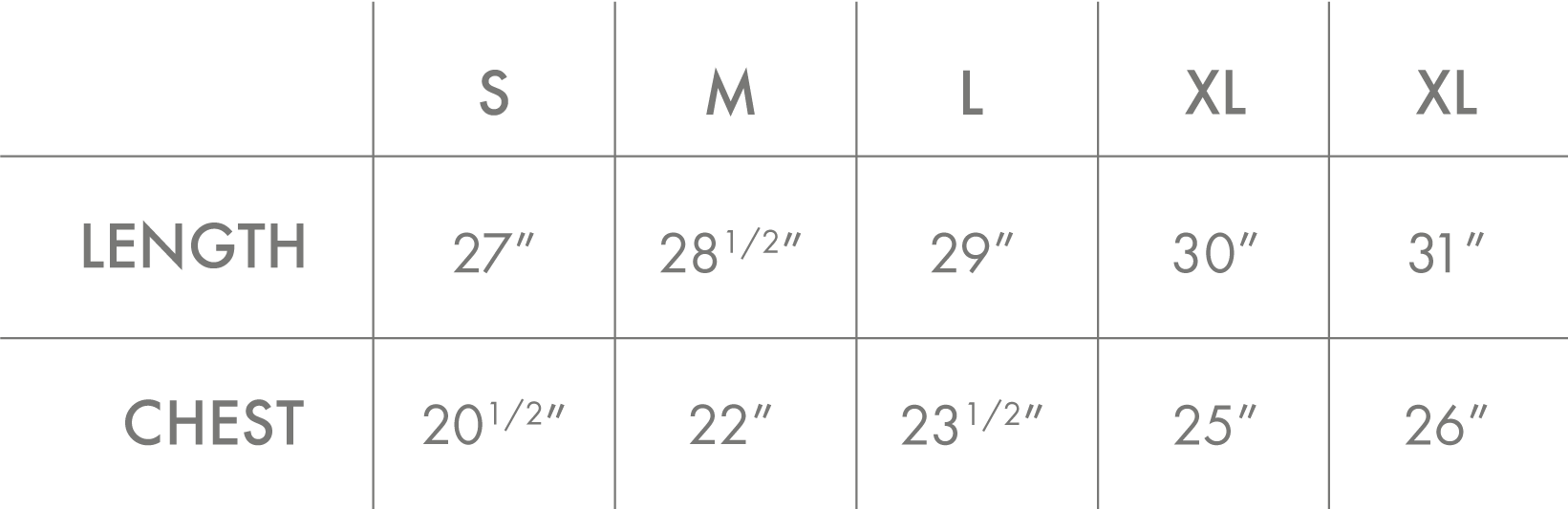 Size & Fit Chart