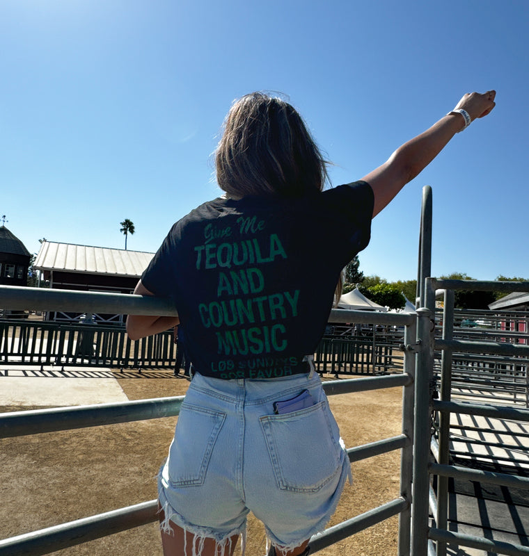 The Tequila & Country Music Tee - Black/Green