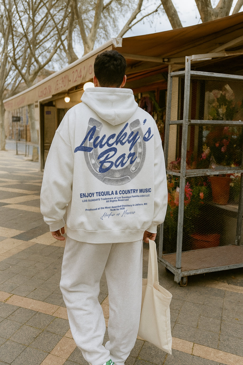 Lucky's Hood - White/Navy | Løs Sundays