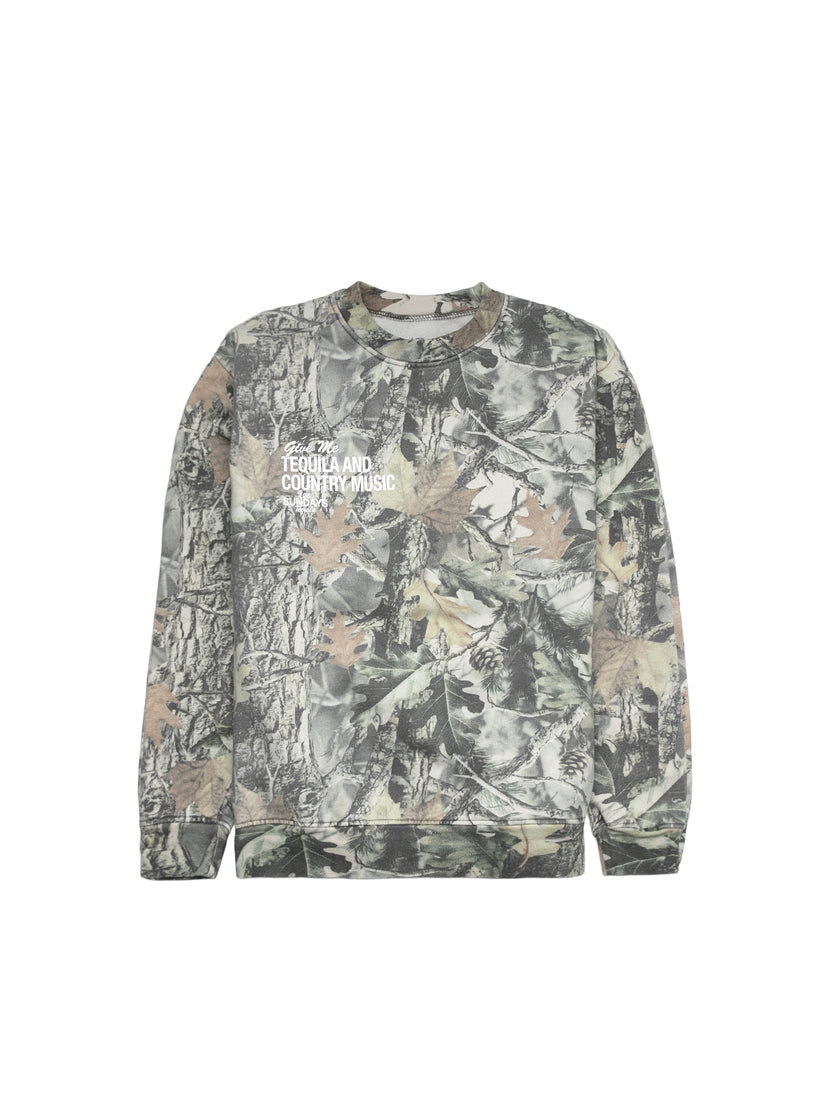 The Tequila & Country Music Crewneck - Camo/White