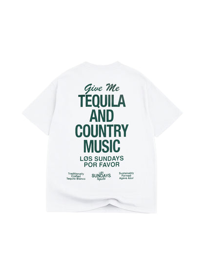The Tequila & Country Music Tee - Blanc White/Green