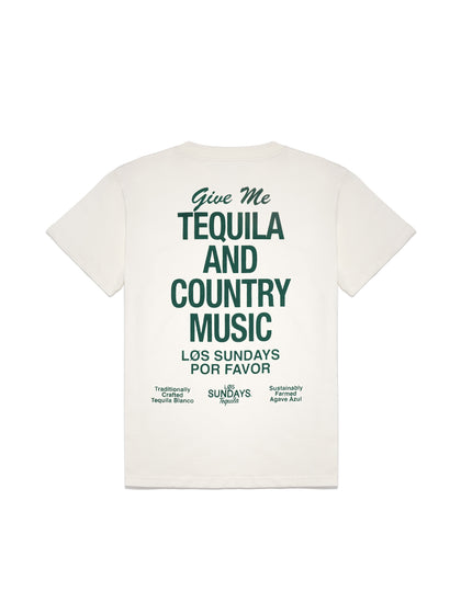 The Tequila & Country Music Tee - Blanc White/Green