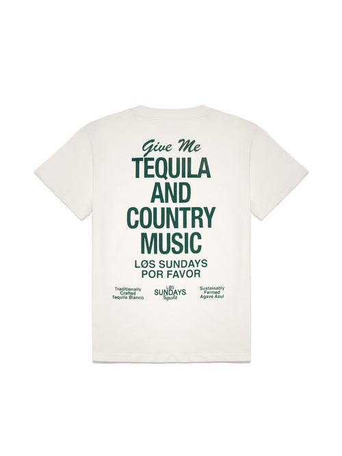 The Tequila & Country Music Tee - Blanc White/Green