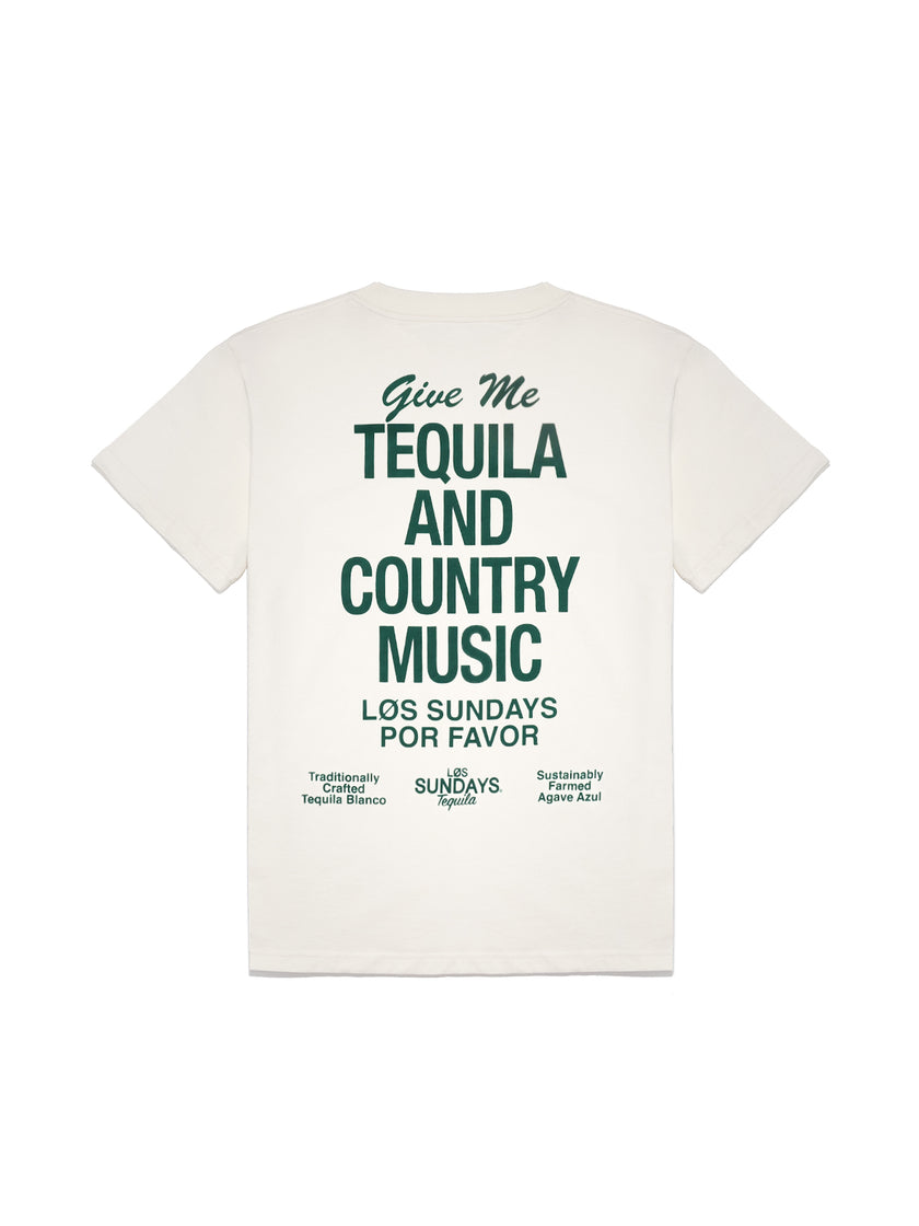 The Tequila & Country Music Tee - Blanc White/Green