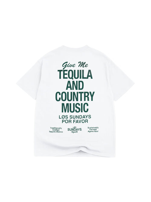 The Tequila & Country Music Tee - Blanc White/Green