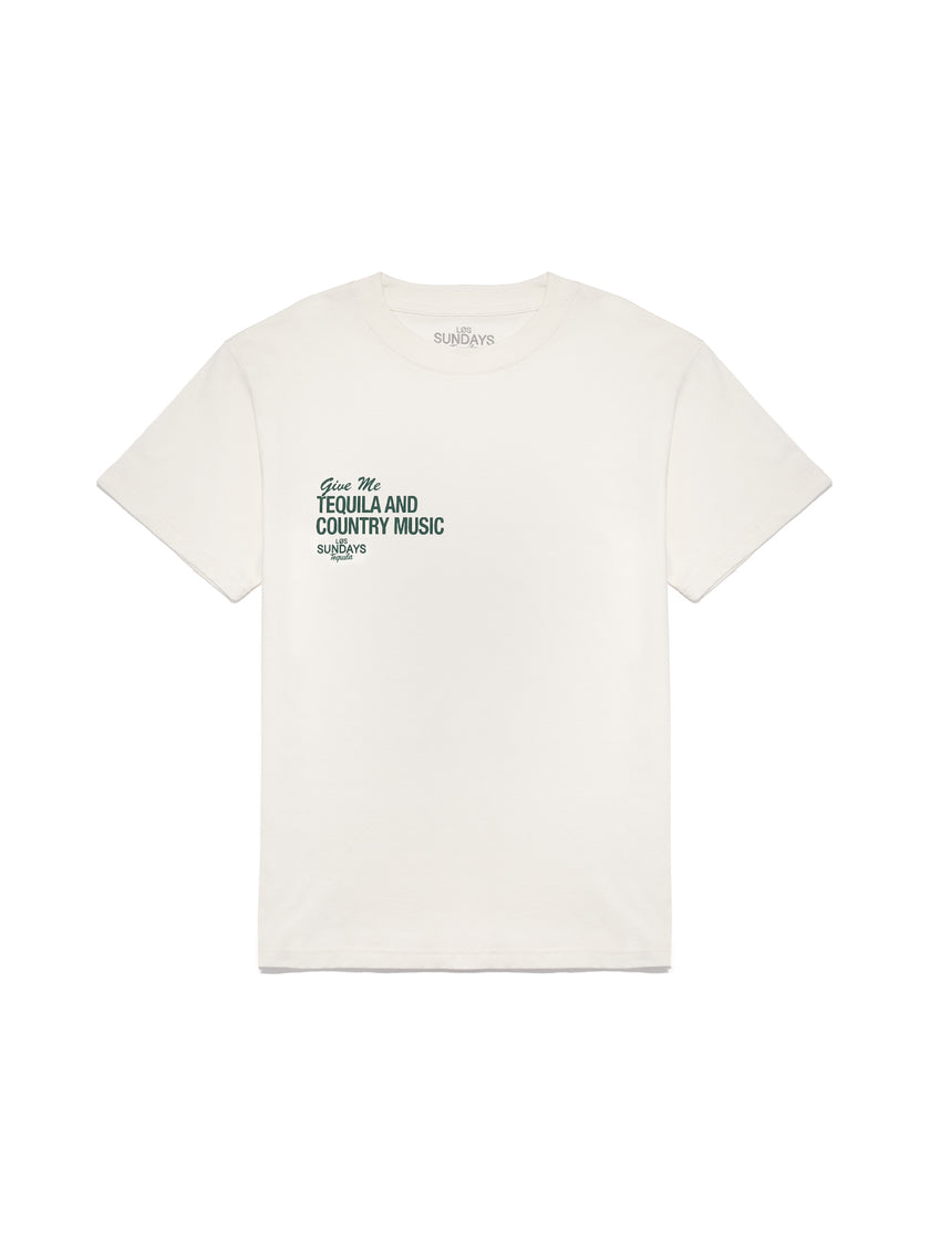 The Tequila & Country Music Tee - Blanc White/Green