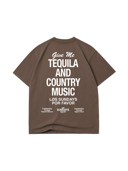 The Tequila & Country Music Tee - Chocolate/White