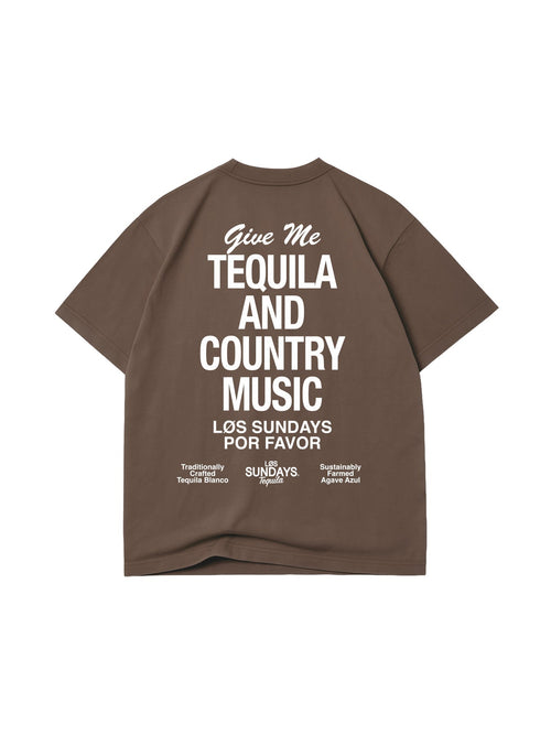 The Tequila & Country Music Tee - Chocolate/White