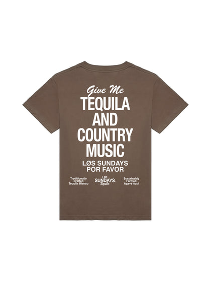The Tequila & Country Music Tee - Chocolate/White