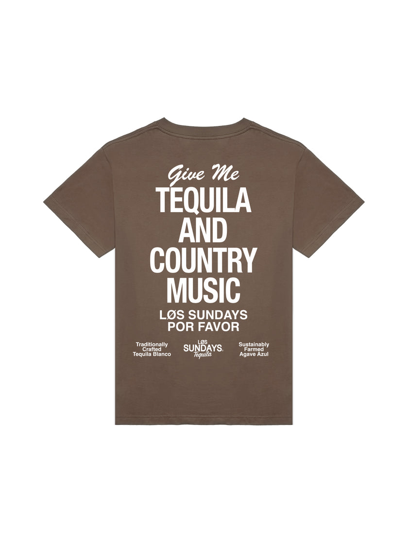 The Tequila & Country Music Tee - Chocolate/White