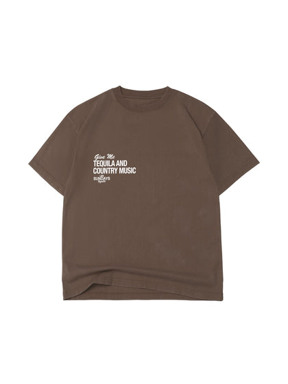 The Tequila & Country Music Tee - Chocolate/White