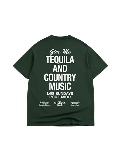 The Tequila & Country Music Tee - Green/White
