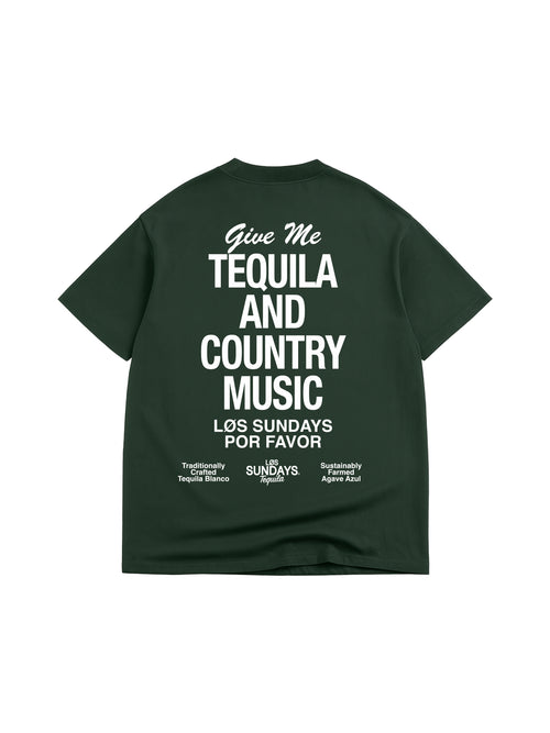 The Tequila & Country Music Tee - Green/White