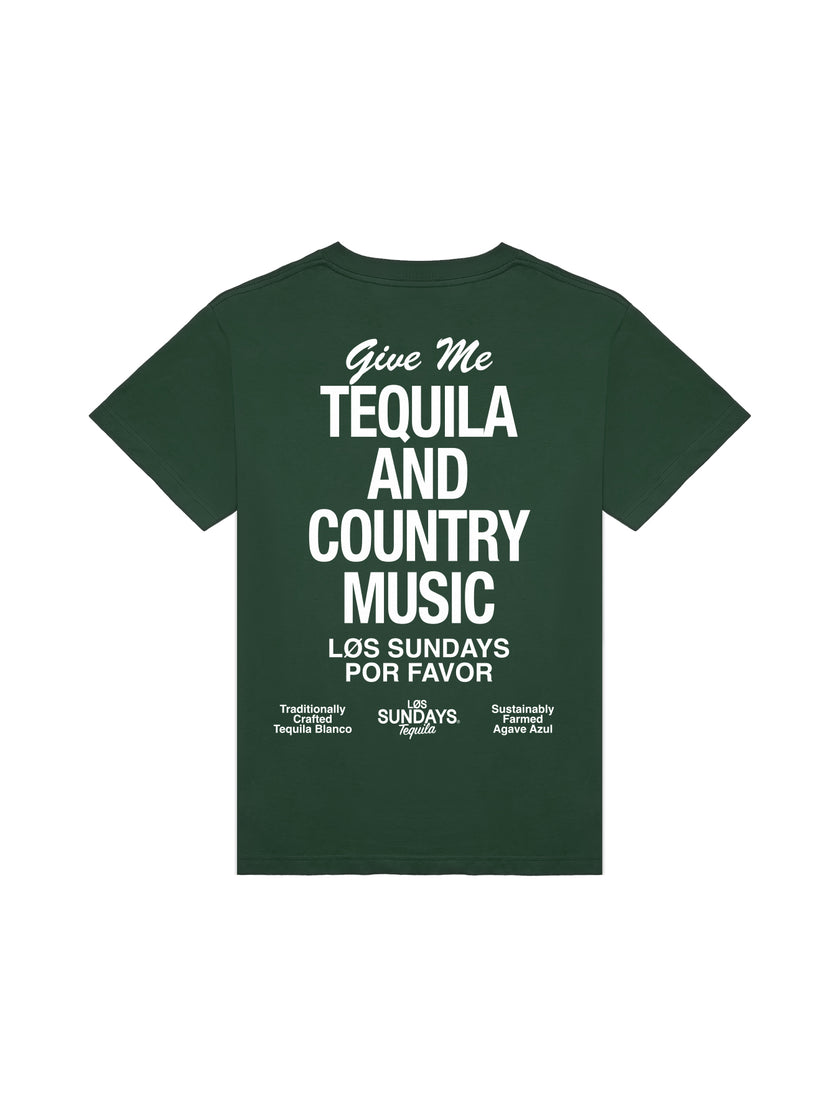 The Tequila & Country Music Tee - Green/White