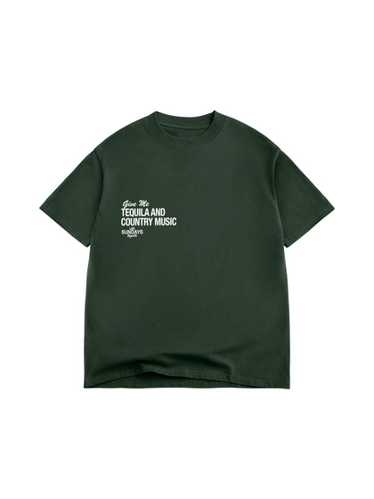 The Tequila & Country Music Tee - Green/White