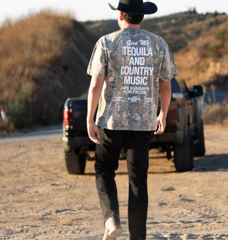 The Tequila & Country Music Tee - Camo/White