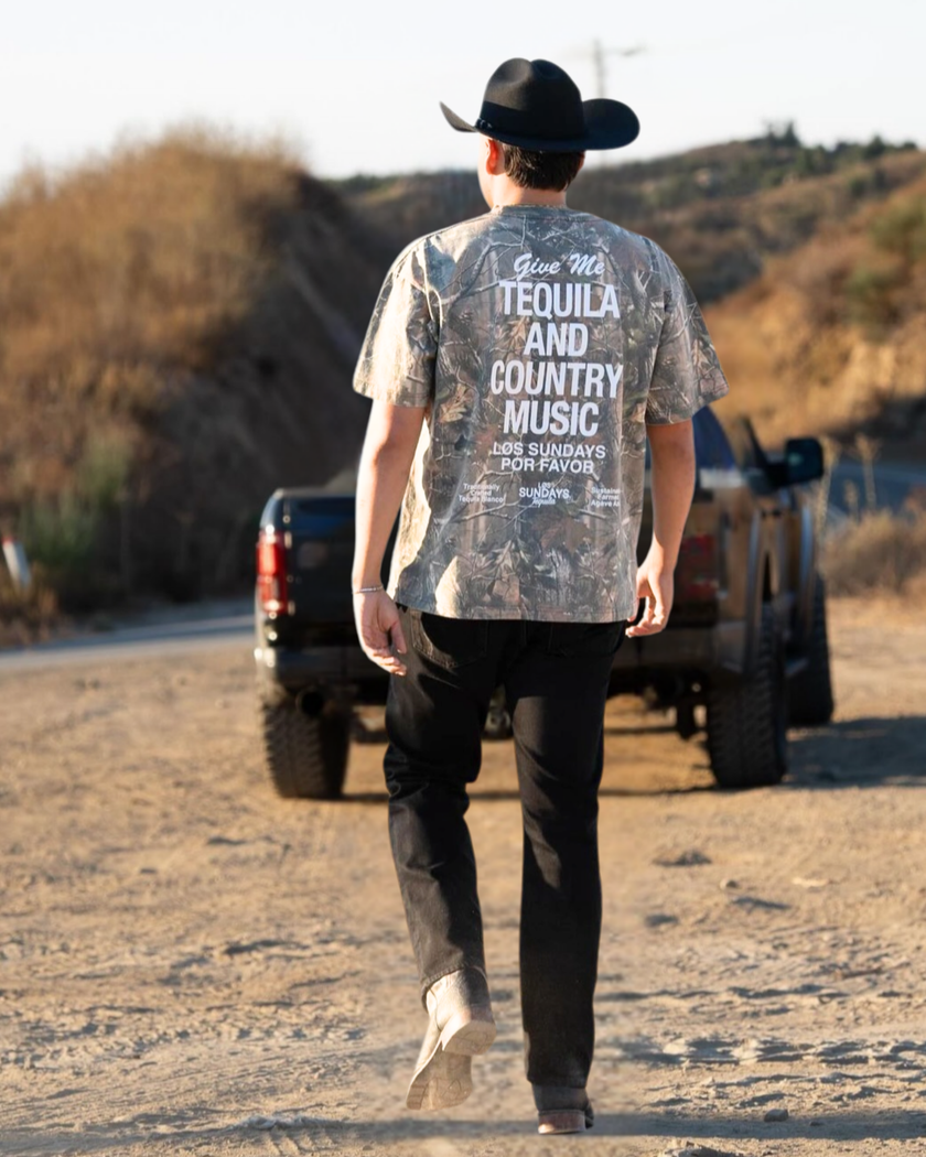 The Tequila & Country Music Tee - Camo/White