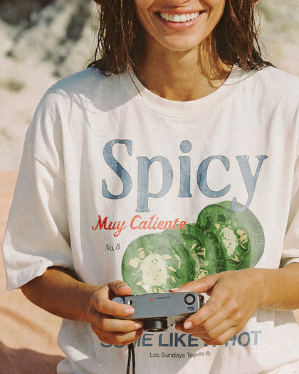 The Spicy Tee - Blanc White / Blue