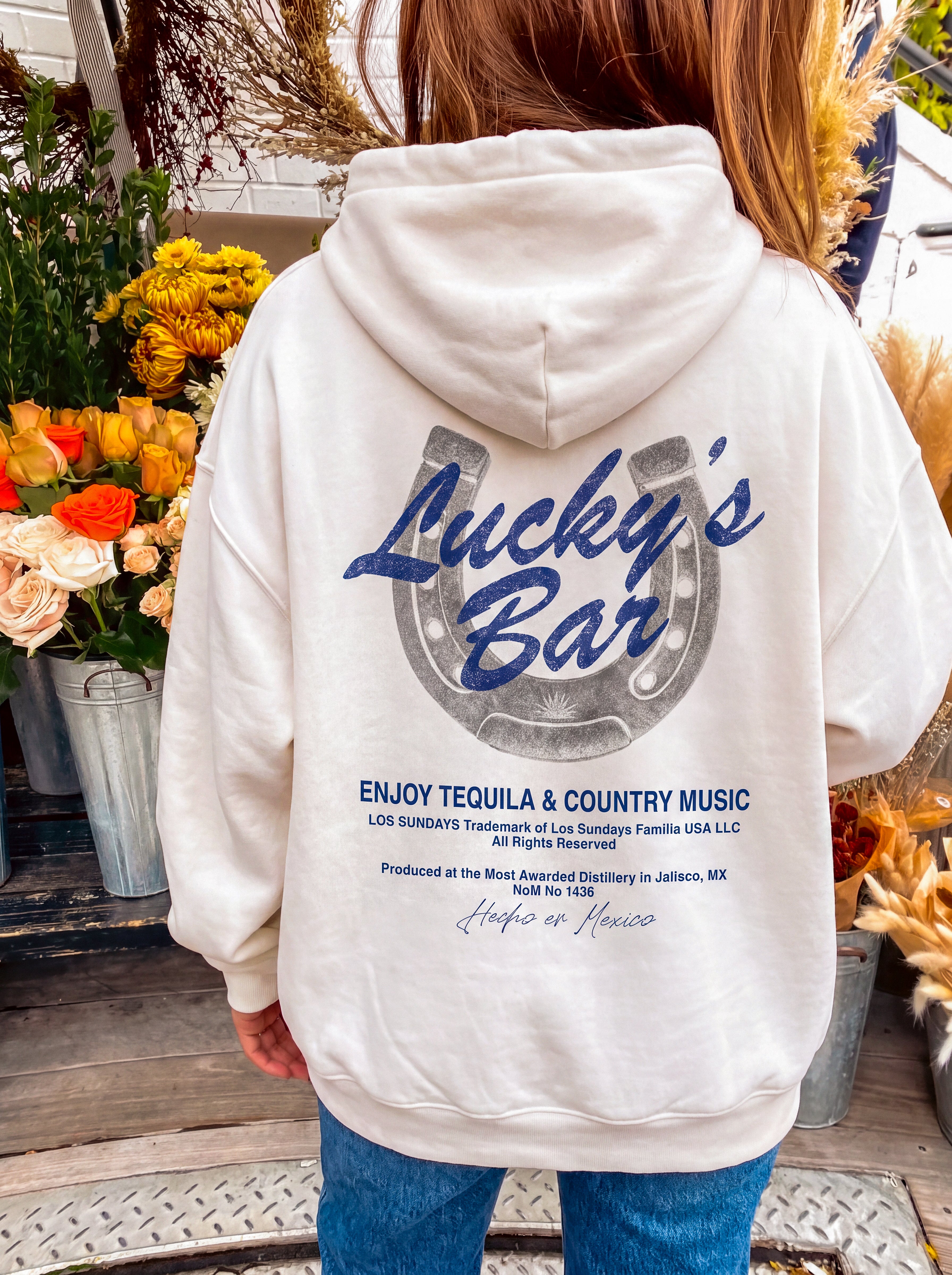 Lucky's Hood - White/Navy | Løs Sundays