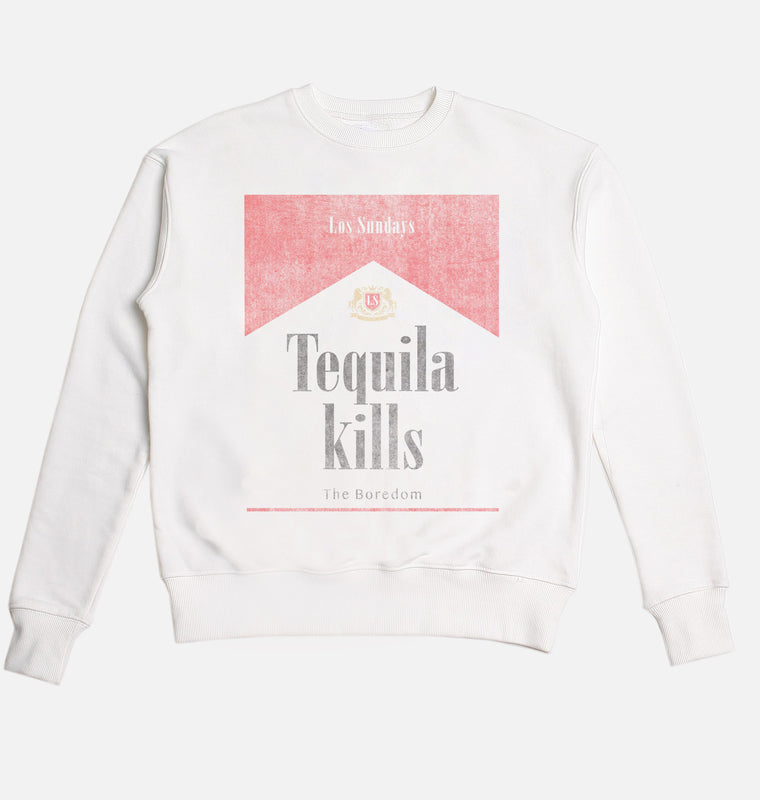 The Vintage Tequila Kills Crew Neck - White/Red