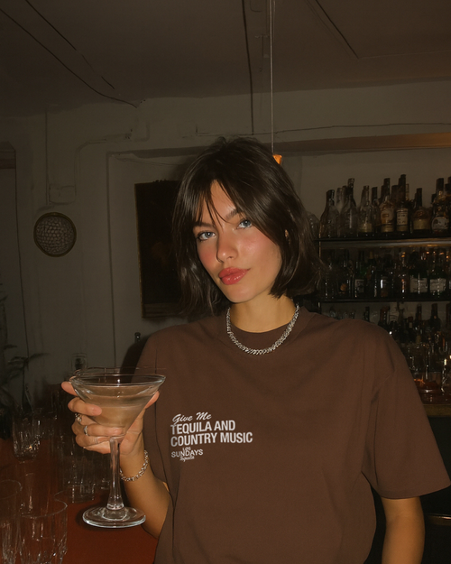 The Tequila & Country Music Tee - Chocolate/White