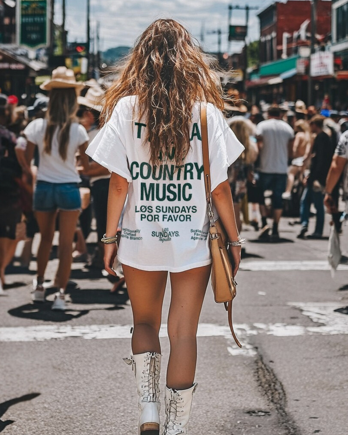 The Tequila & Country Music Tee - Blanc White/Green