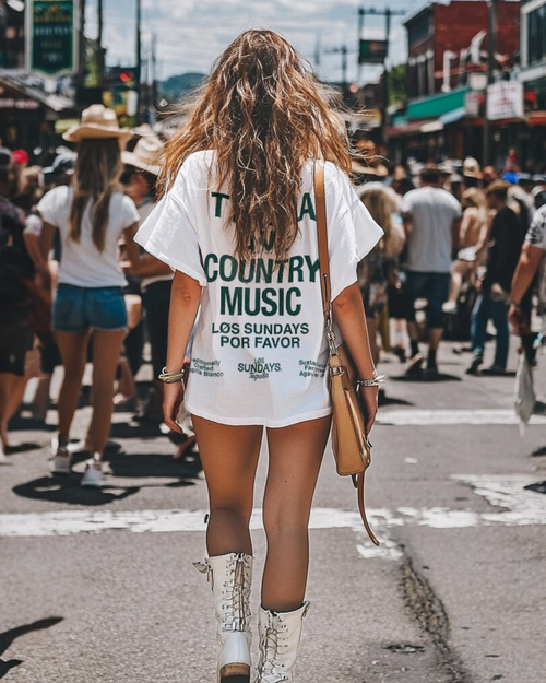 The Tequila & Country Music Tee - Blanc White/Green