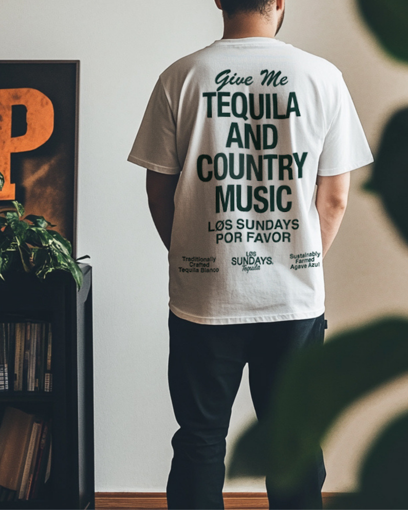 The Tequila & Country Music Tee - Blanc White/Green