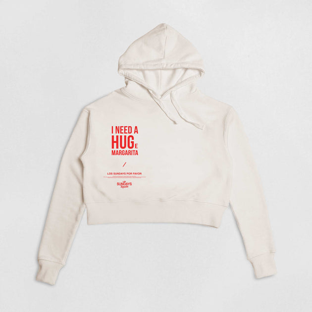 The Hug Hood Crop - White/Red