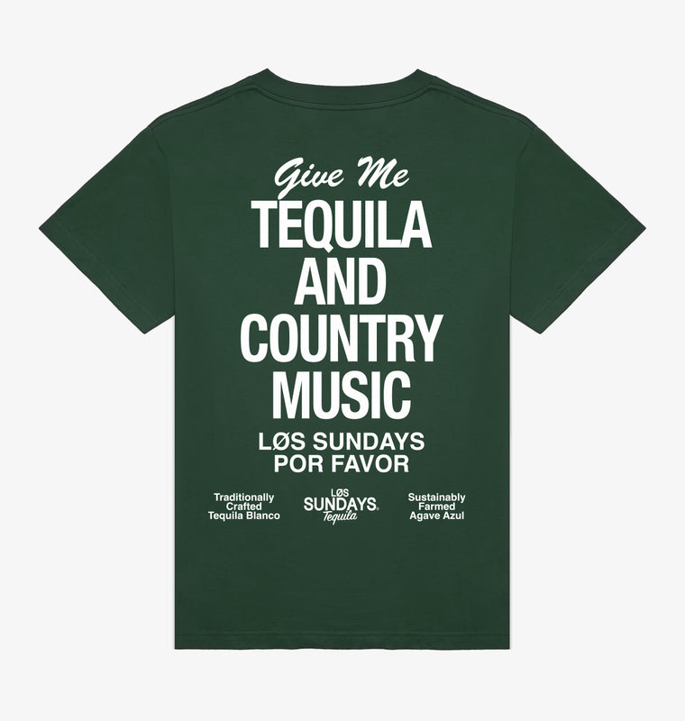 The Tequila & Country Music Tee - Green/White