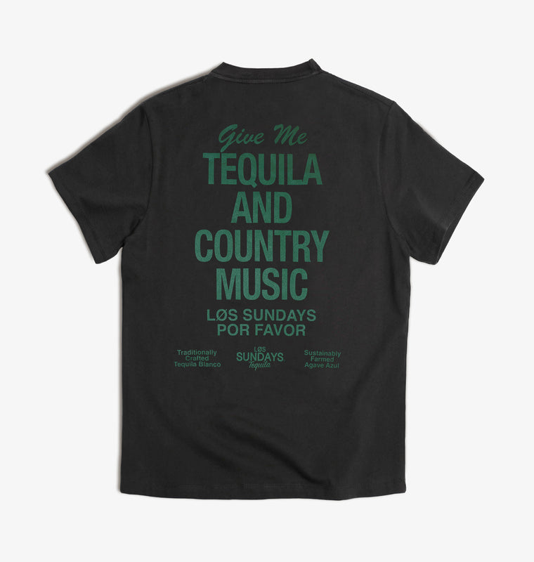 The Tequila & Country Music Tee - Black/Green