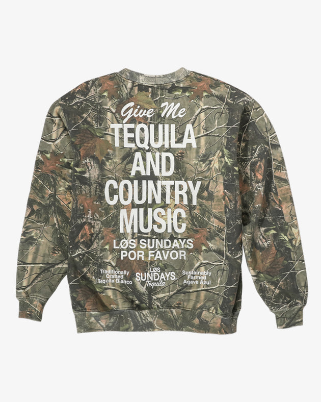 The Tequila & Country Music Crewneck - Camo/White