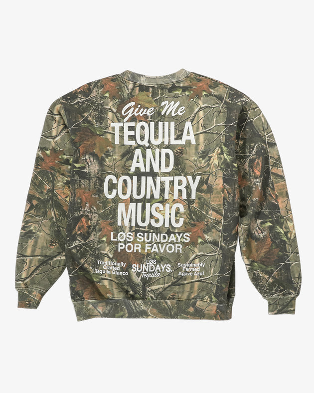 The Tequila & Country Music Crewneck - Camo/White