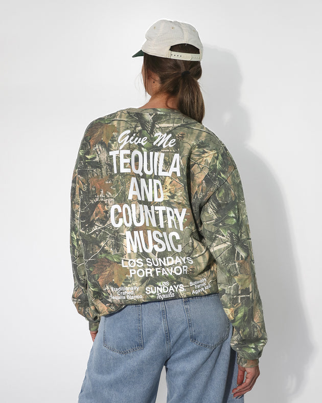 The Tequila & Country Music Crewneck - Camo/White