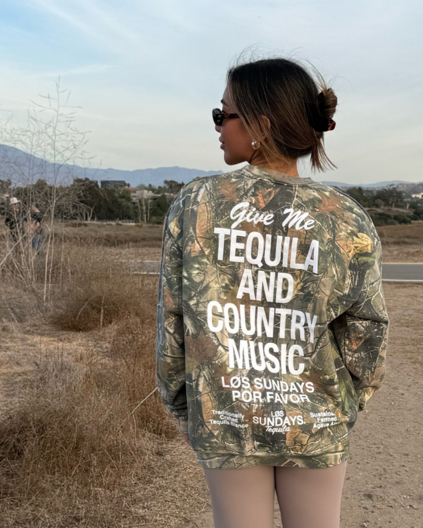The Tequila & Country Music Crewneck - Camo/White