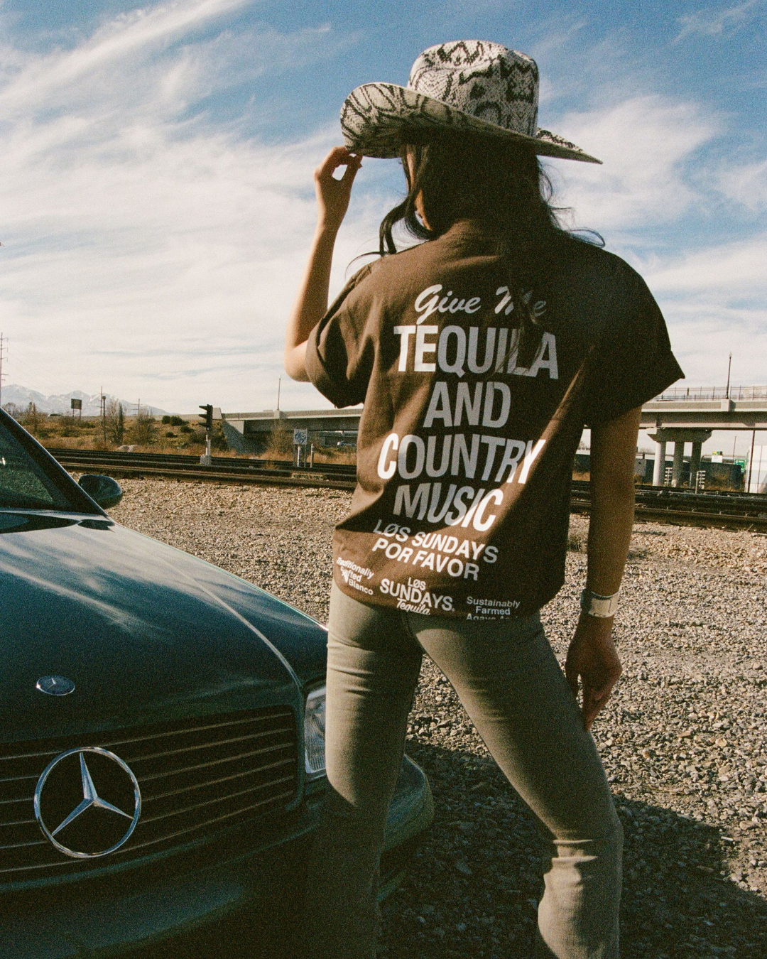 The Tequila & Country Music Tee - Chocolate/White