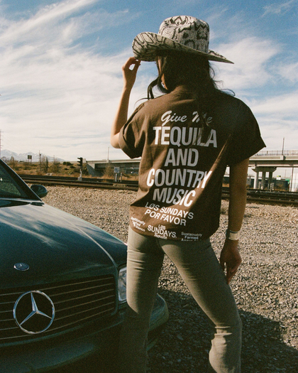 The Tequila & Country Music Tee - Chocolate/White