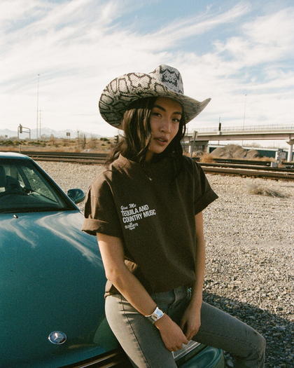 The Tequila & Country Music Tee - Chocolate/White
